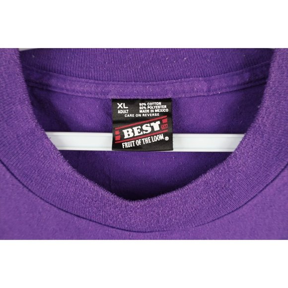 Vtg 90s Streetwear Mens XL Faded Spell Out Carnevale Party T-Shirt Purple USA - Picture 6 of 10